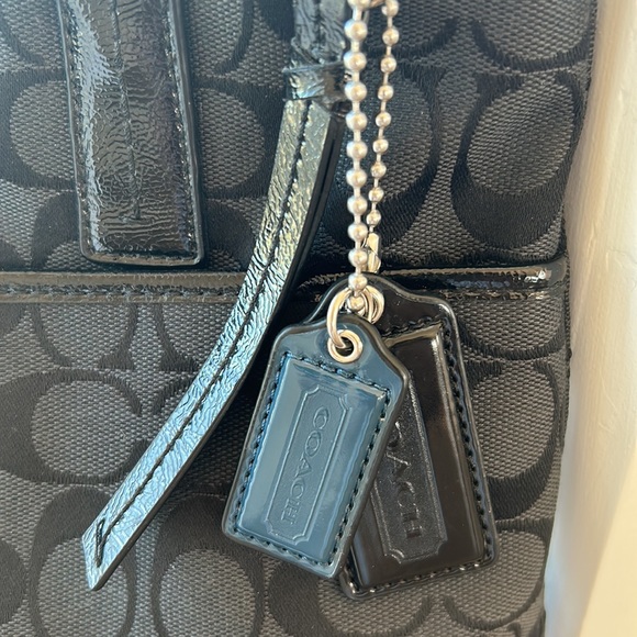 Coach Indigo Python Stripe Signature Black Jacquard Shoulder Bag tote - Picture 6 of 6